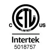 ETL certificate, Intertek 5018757, issued 2018