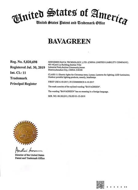 BAVAGREEN United States trademark 5820698