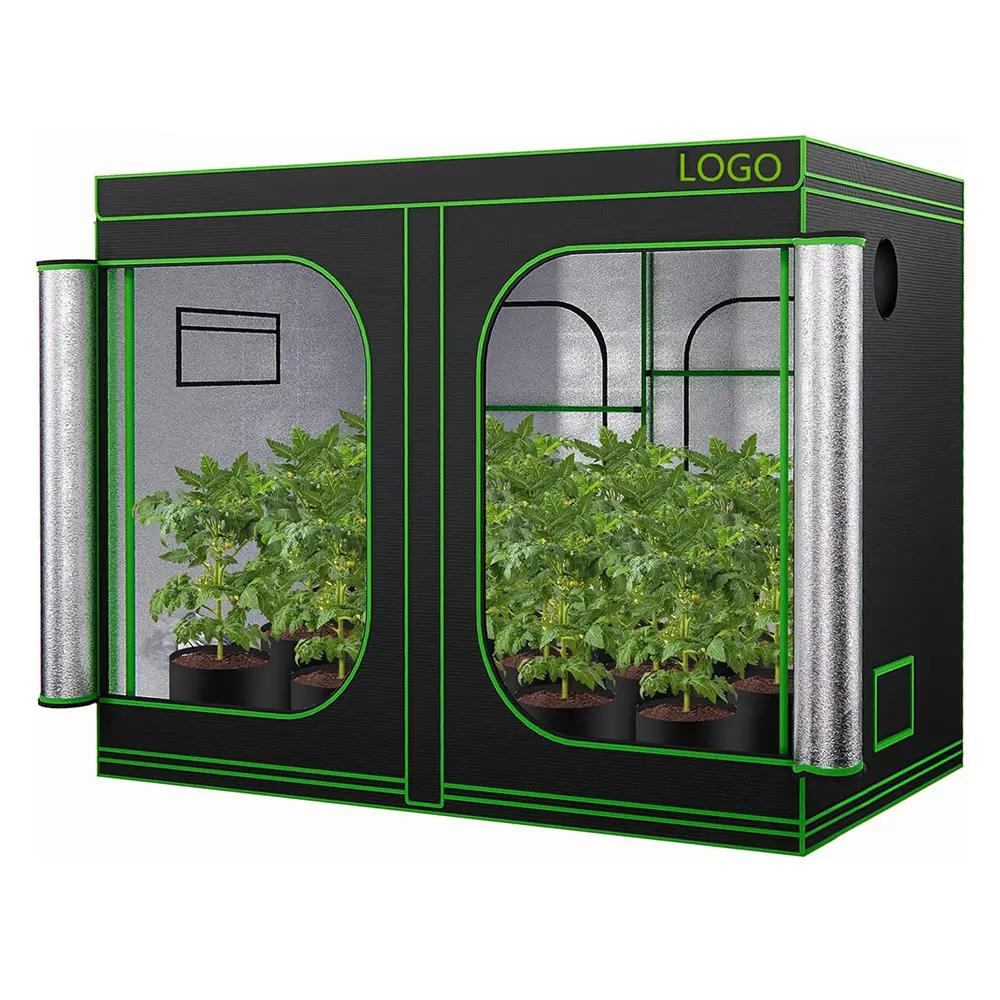 300x300x220cm Growbox Plant Tent 22mm Metal Pole Removable Floor Tray 10x10FT Large Grow Tent Kit with LED Light Fan
