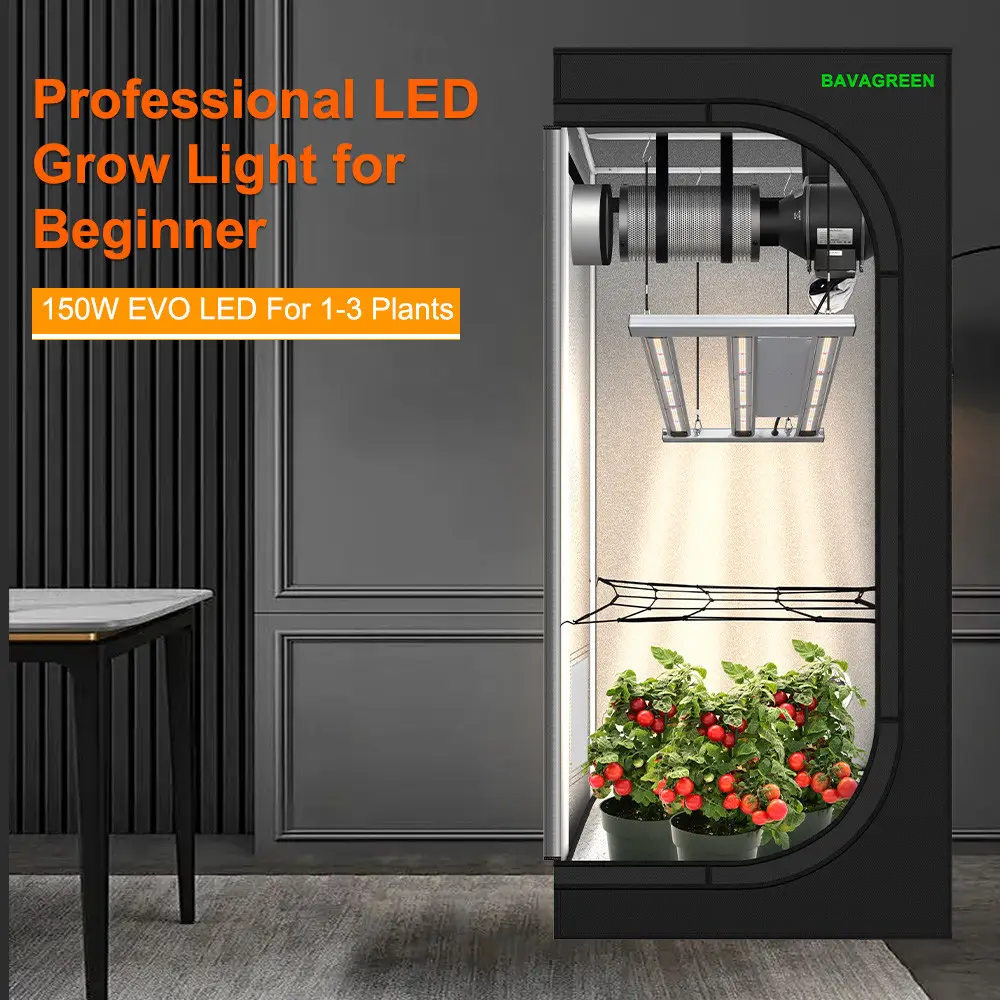 BAVAGREEN 150W LED Grow Lampe Vollspektrum Samsung LM301H EVO UV IR Plant Lamp For 60x60x180cm GrowZelt Kit Komplettes