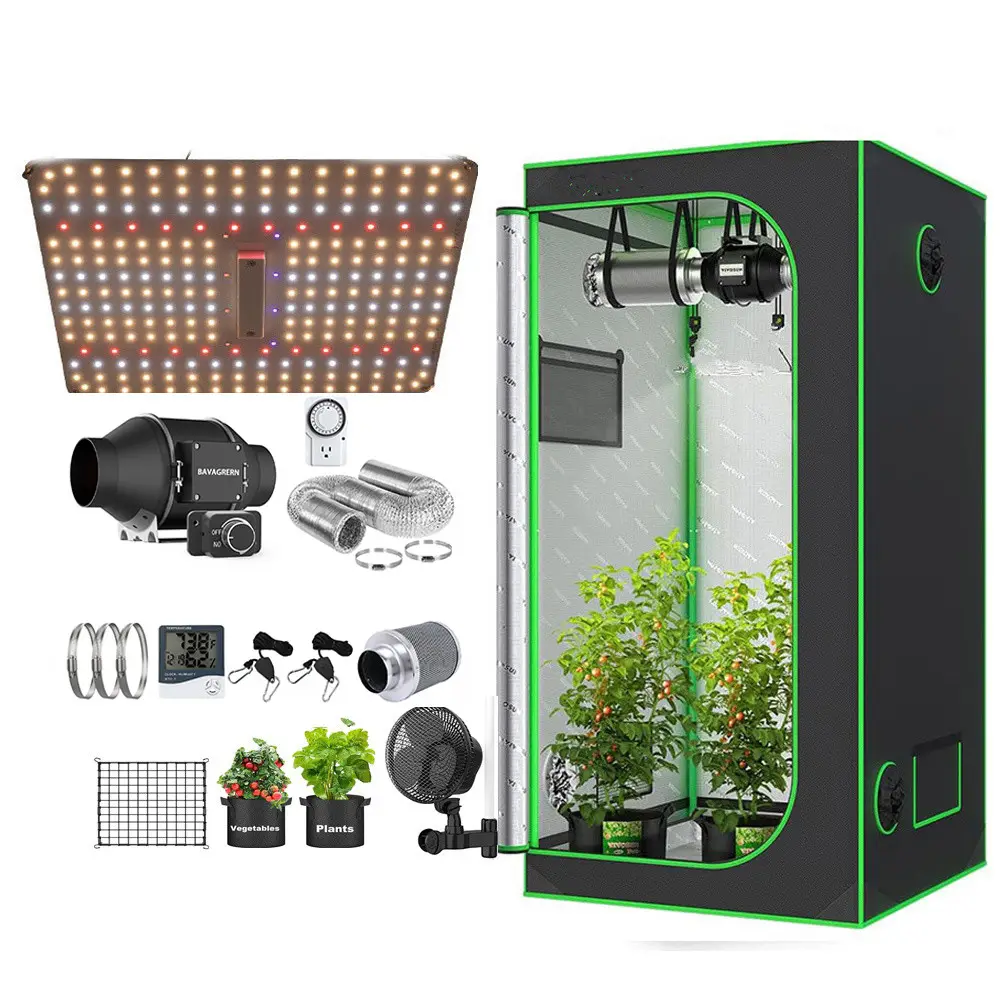 60x60cm LED Plant Set Full Spectrum Samsung 150W LED Grow Lamp Hydroponics 600D Grow Tent Kit with Ventilation Fan
