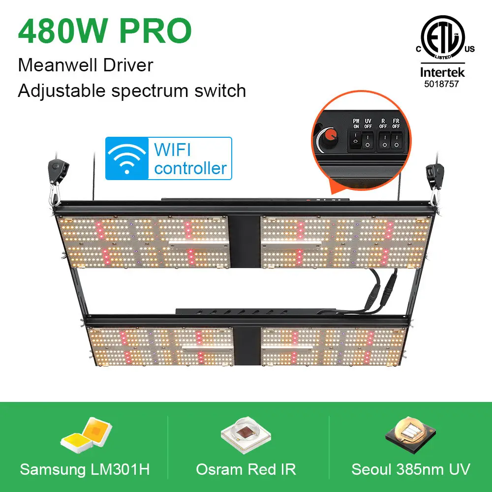 480W Red IR UV Vertical Indoor Plant Grow Light LM301H Quantum Board