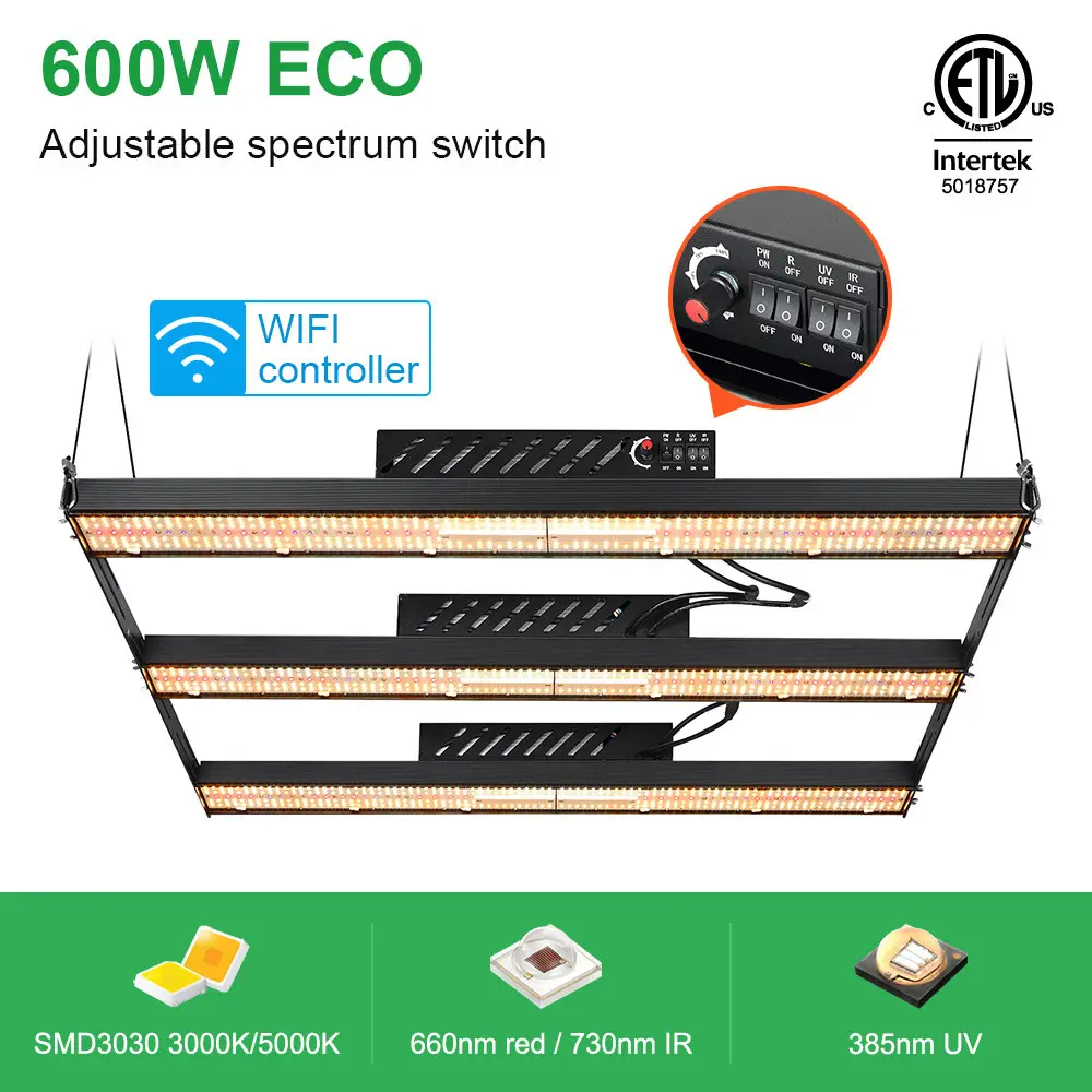 Full Spectrum SMD3030 600W UV IR LED Bar Light 385nm For Greenhouse