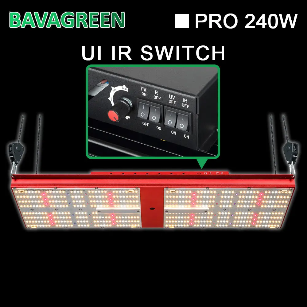552 Diodes 240W LED Grow Light 624umol/S Samsung Lm301h Adjustable Spectrum